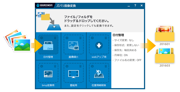 ドラッグ＆ドロップの画像→ドラッグ＆ドロップするだけで画像を一発変換