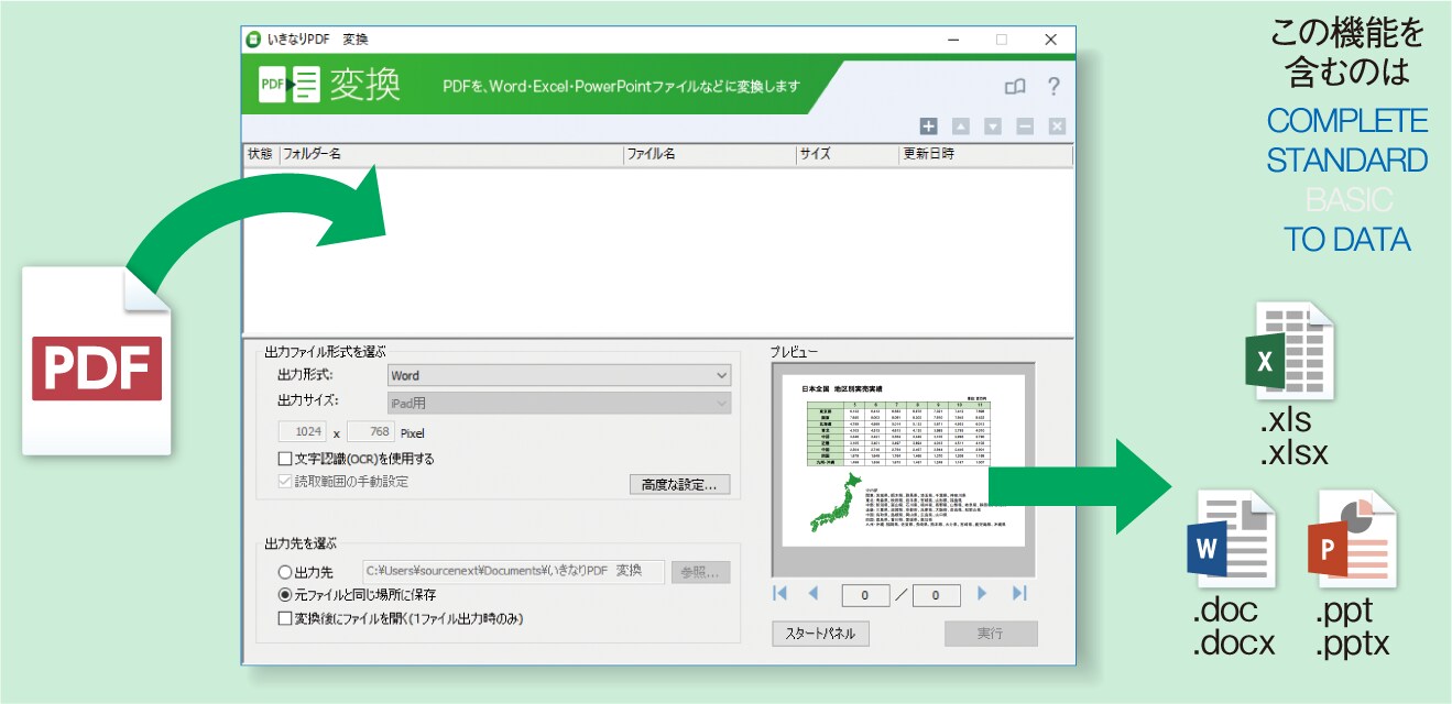 Pdfをエクセルやワードに変換するなら いきなりpdf Ver 7 ソースネクスト