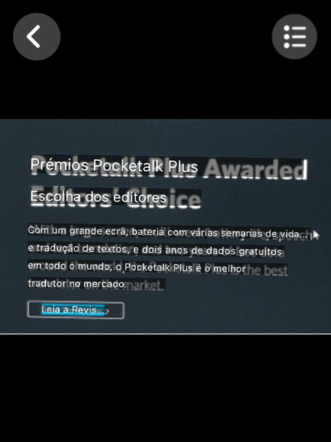 Translation results confirmation screen