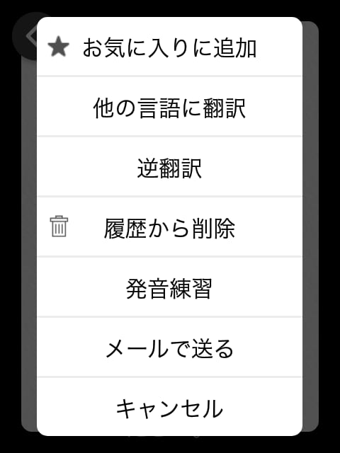 オプションメニュー画面