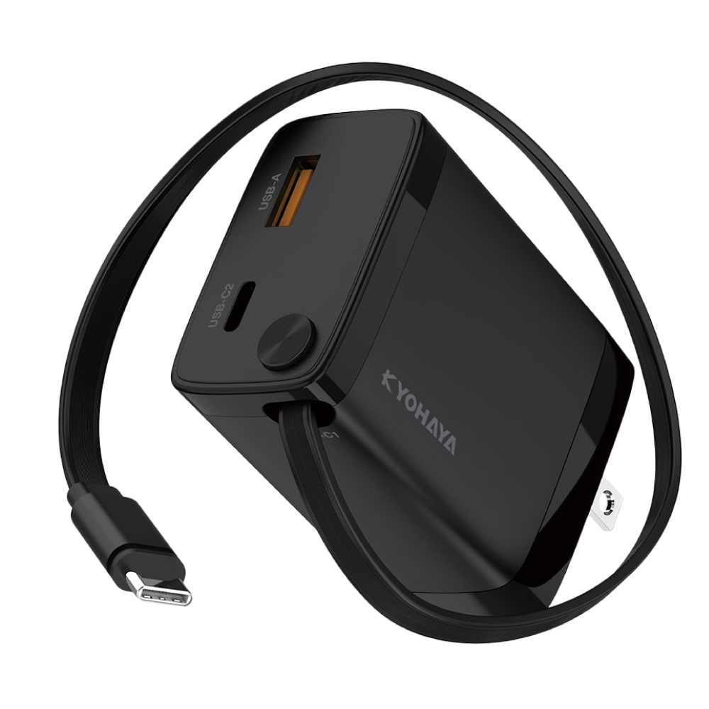 USB-C巻取ケーブル内蔵 急速充電器 30W出力｜ソースネクスト