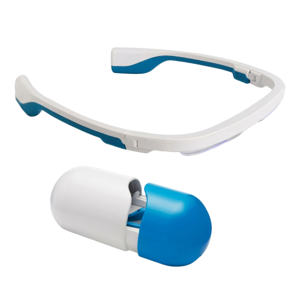 値下げ: AYO Light 光療法 ブルーLED、時差ぼけ睡眠障害 光セラピーメガネ AYO PRO｜ソースネクスト